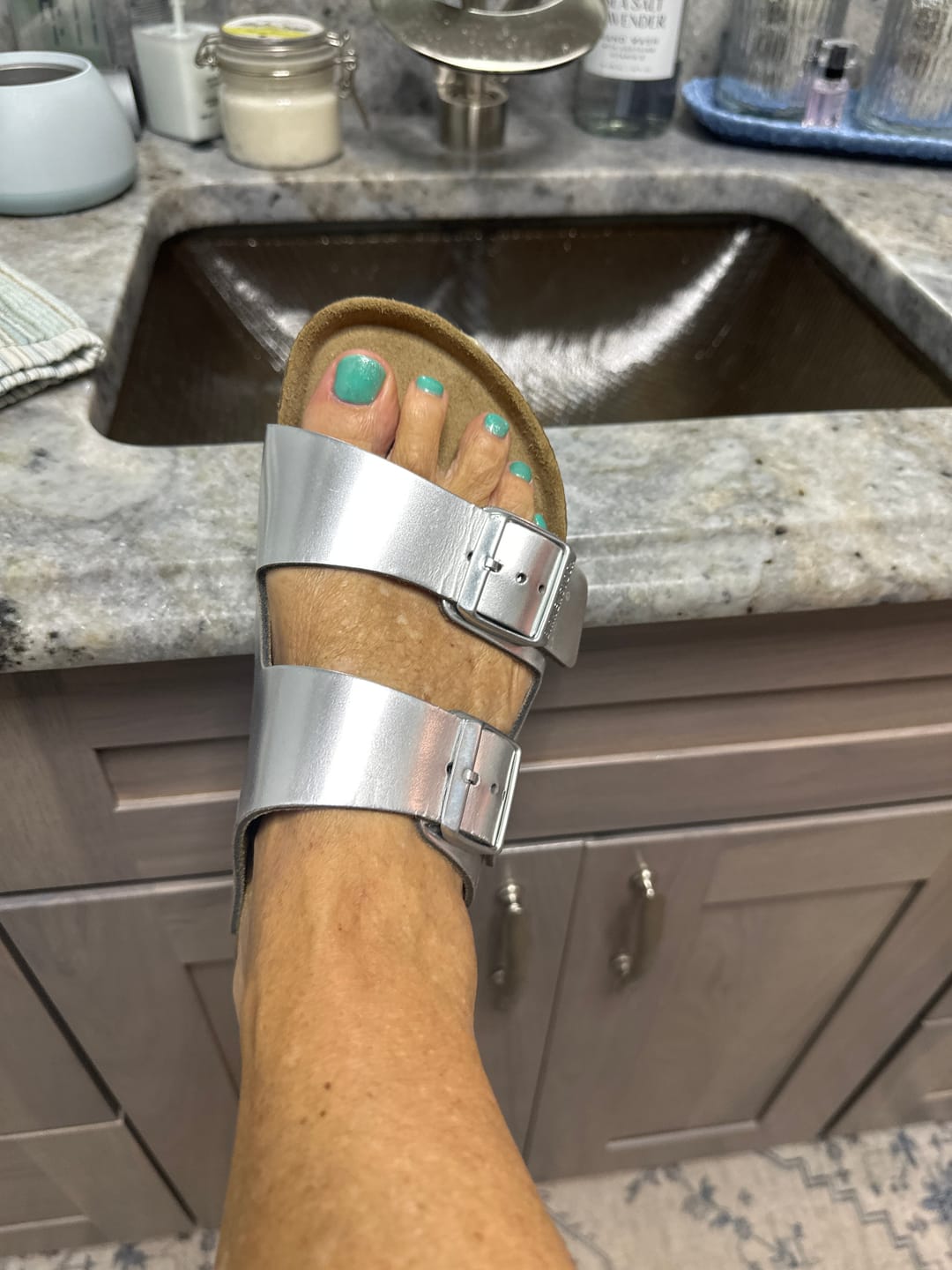 Customer photo review of Birkenstock ARIZONA Silver - Reg - FINAL SALE