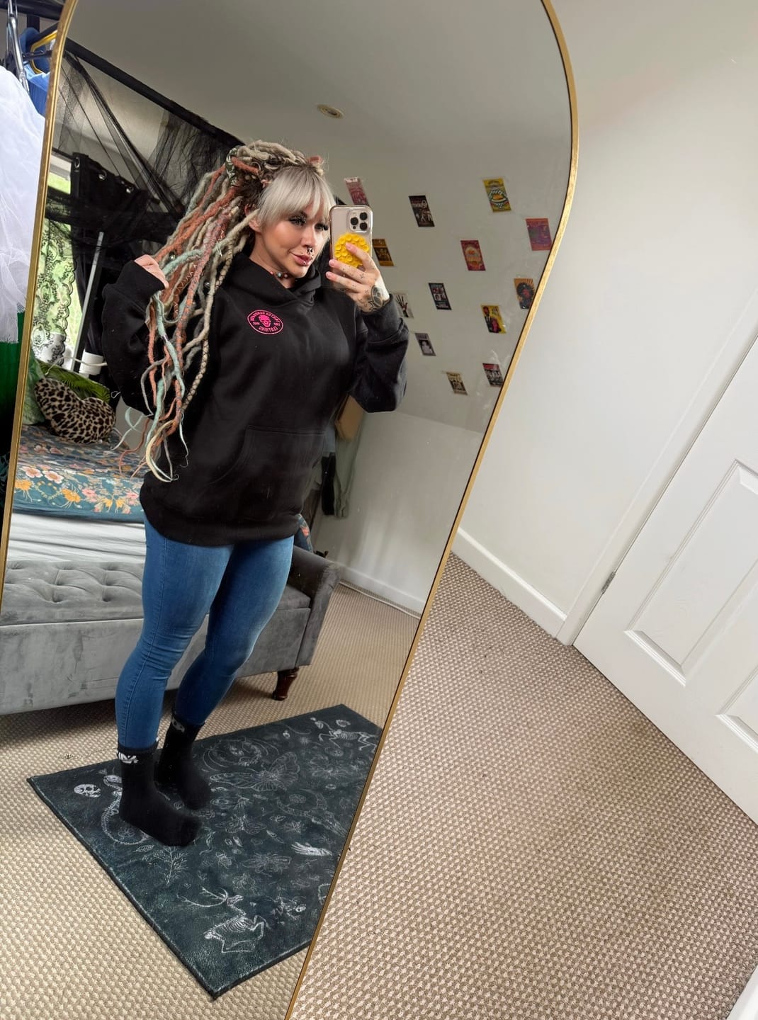 Customer photo review of Twisted Generation Skull Hoodie - Black & Hot Pink - Unisex