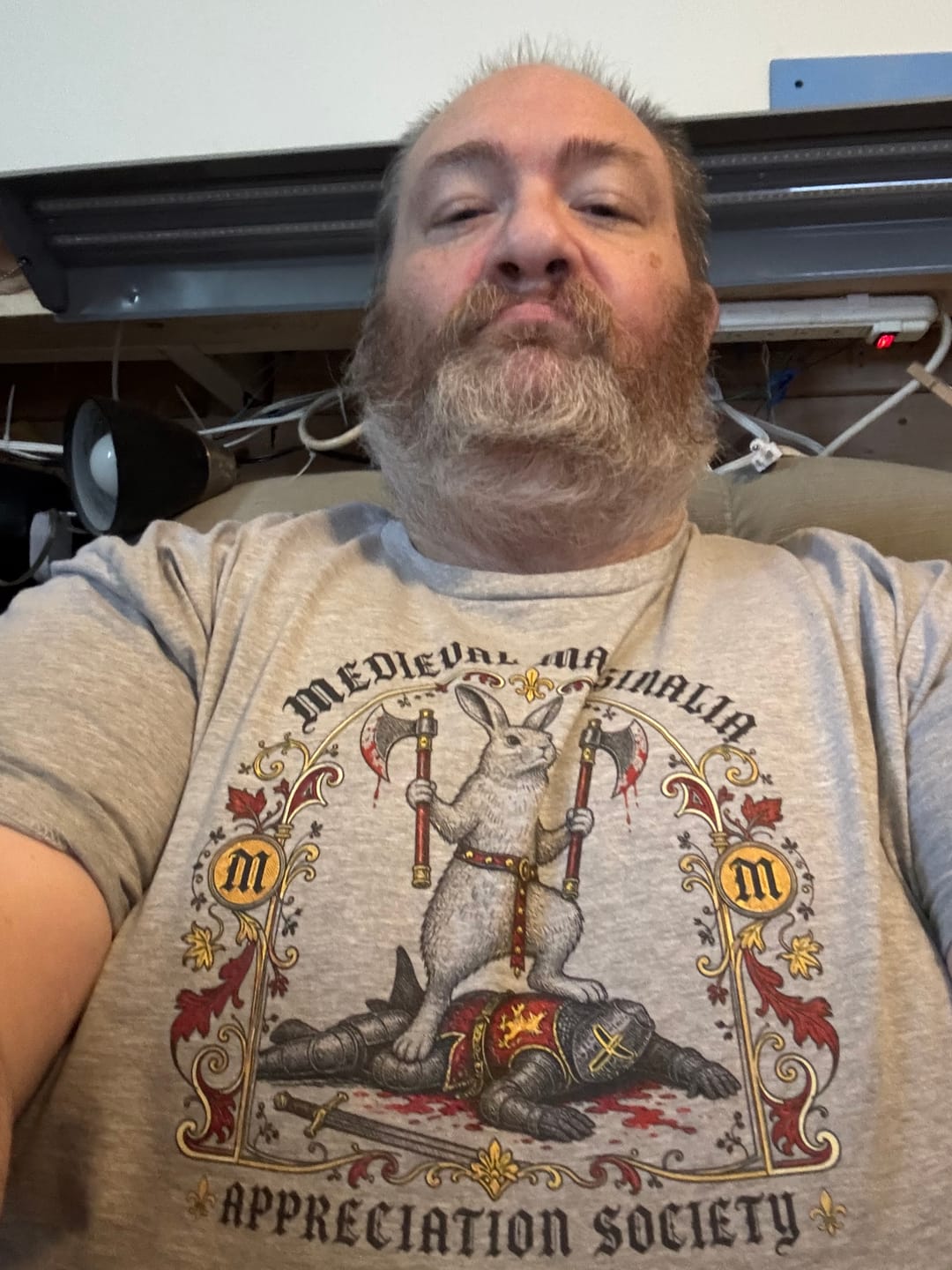Customer photo review of Medieval Marginalia Appreciation Society Rabbit T-Shirt