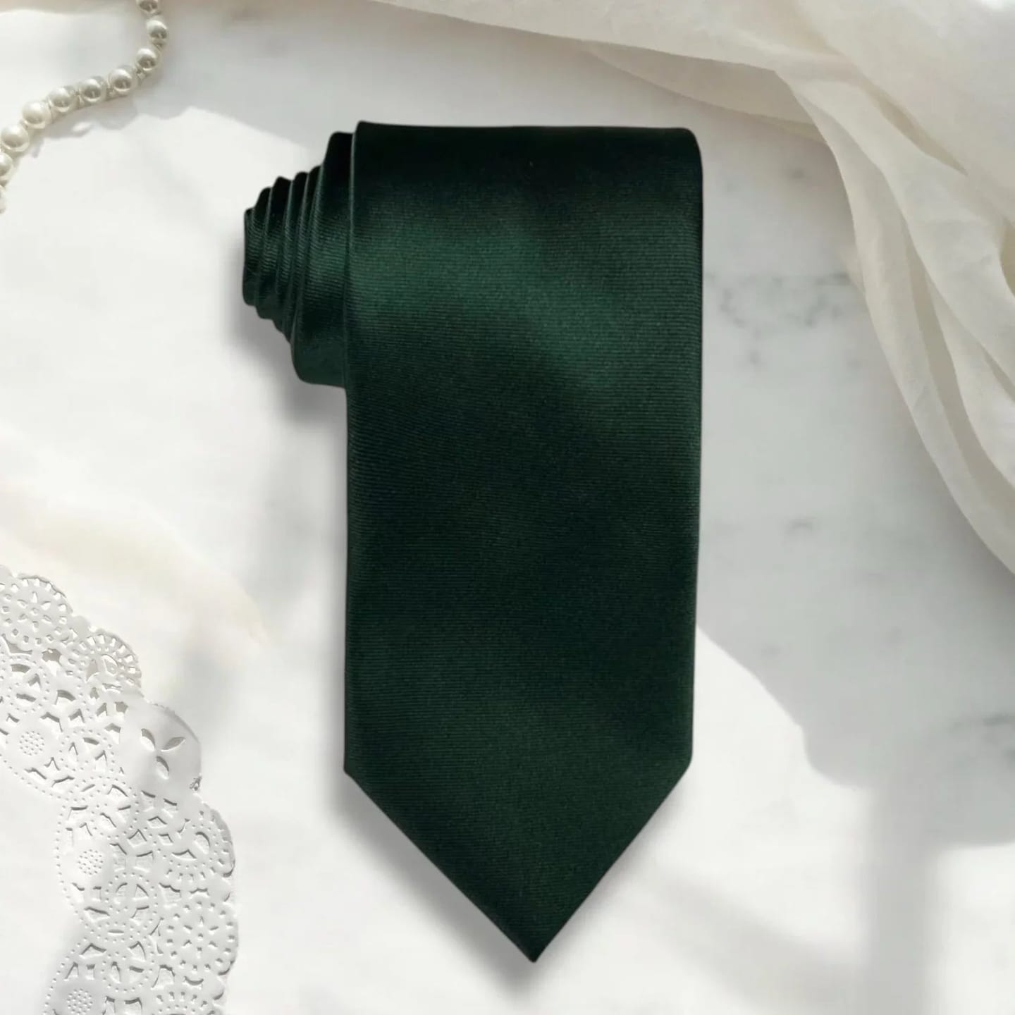 Customer photo review of Emerald Necktie in Satin- Emerald Green Tie
