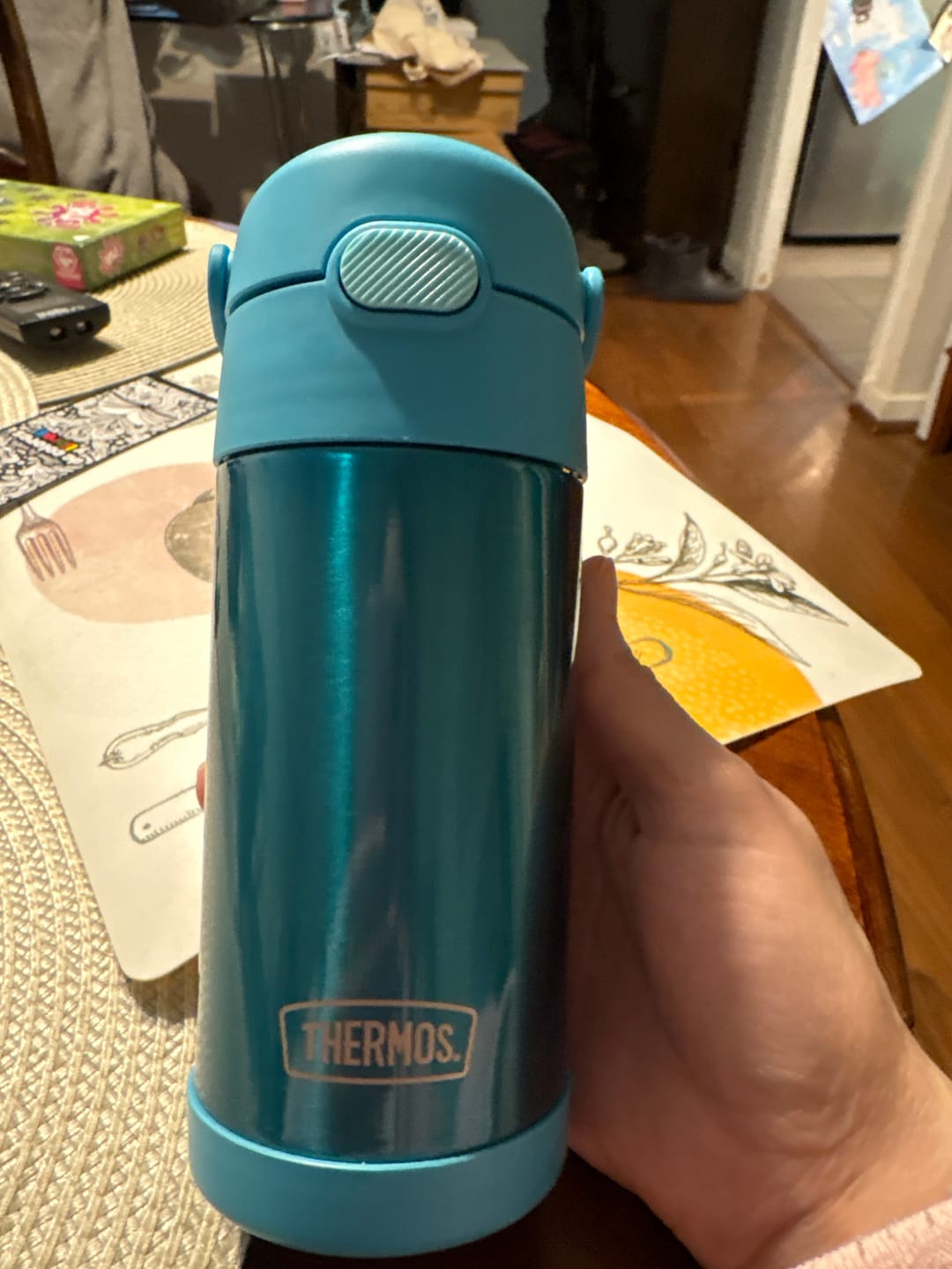 Customer photo review of BOTELLA THERMOS ACERO INOXIDABLE ASA KIDS TURQUESA 355 ML