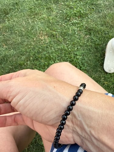 Customer photo review of Obsidian Bracelet - Pearls
