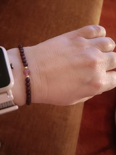 Customer photo review of Ruby Bracelet - Faceted Pearls