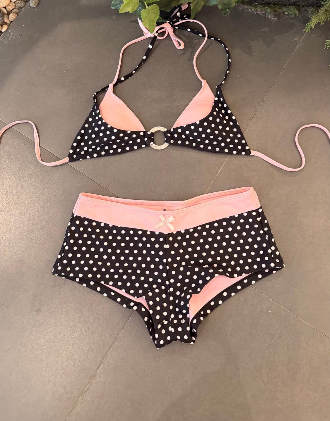 Customer photo review of Seamolly Polka Dot Print Bowknot Bikini Bottom Cheeky Swim Boyshorts
