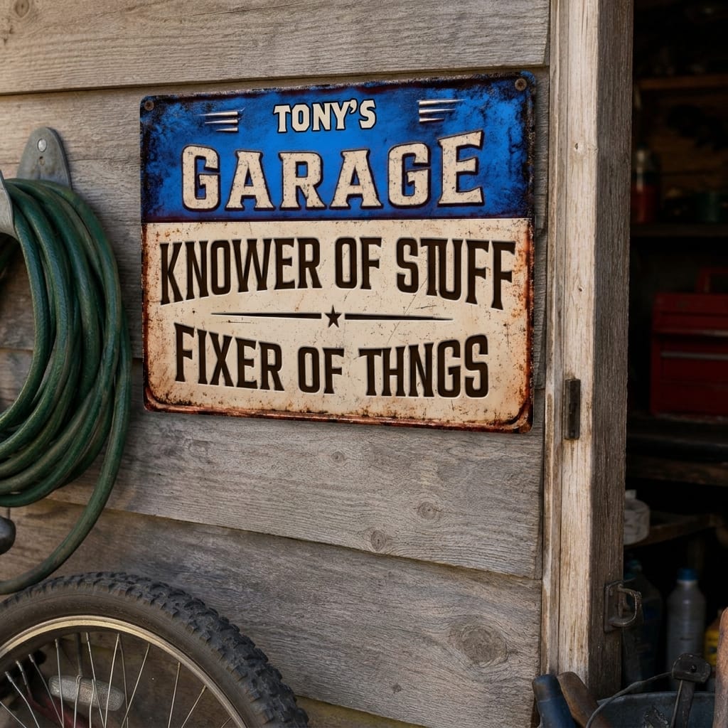 Customer photo review of This's His Garage Sign - Personalized Horizontal Garage Sign