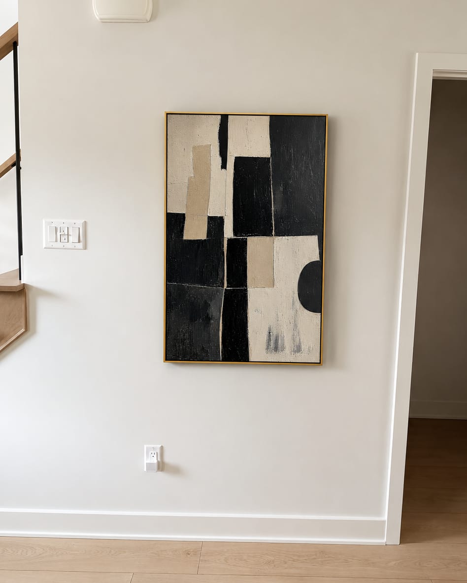 Customer photo review of "Monochrome Structure" – Black White Geometric Abstract Painting
