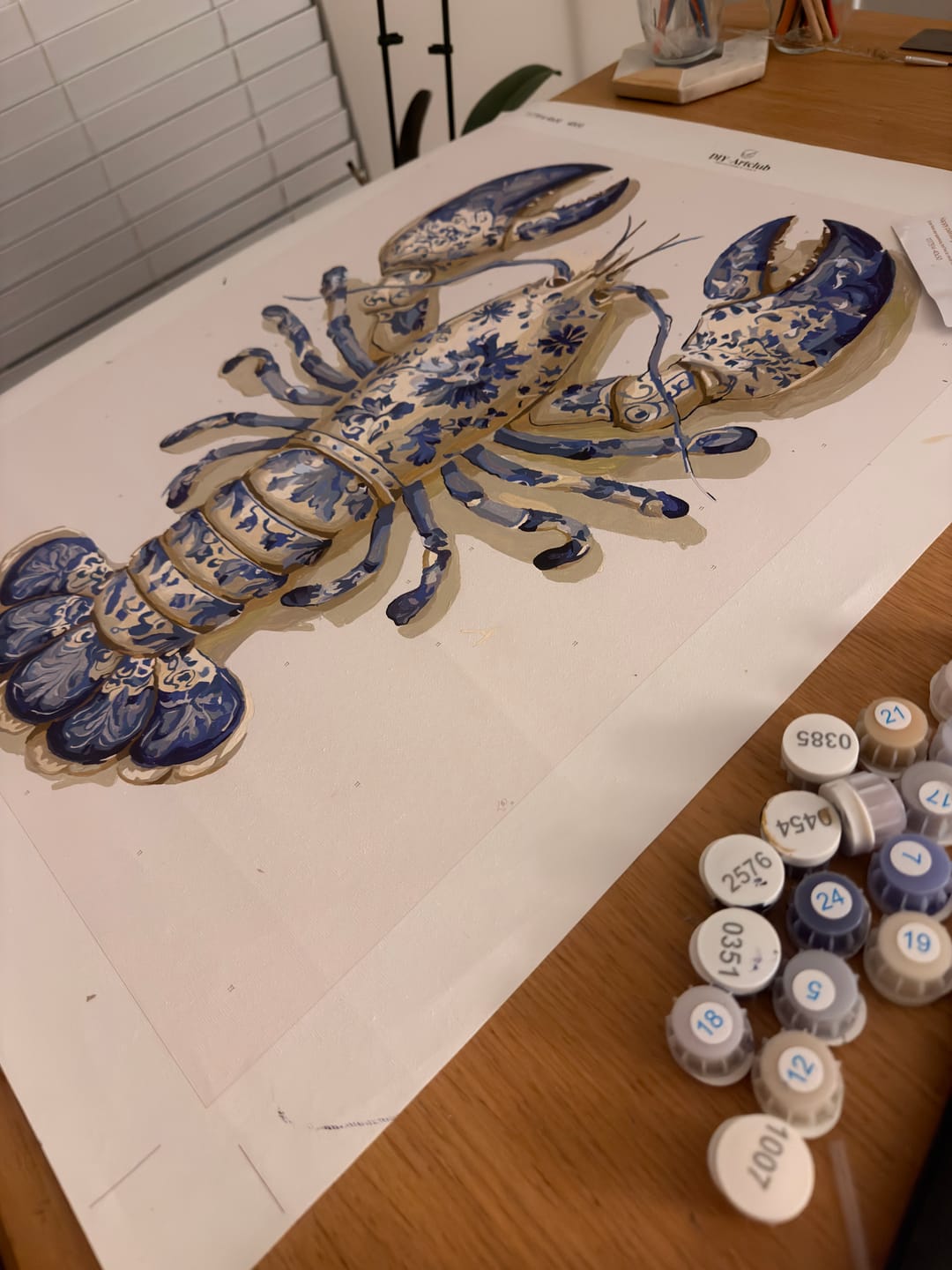 Customer photo review of Delft Lobster | Paint by Number
