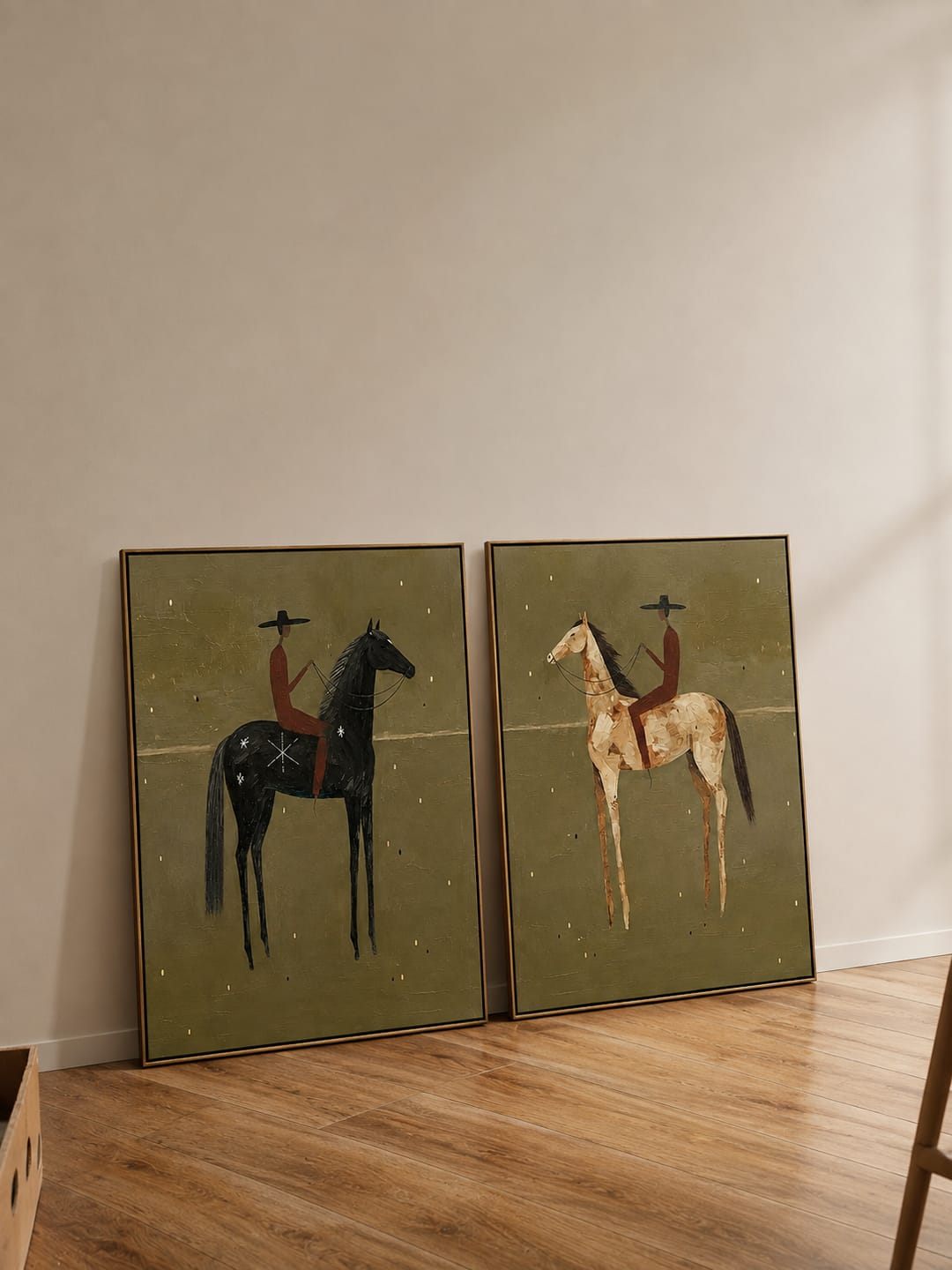 Customer photo review of "Twilight Riders of the Frontier" – Western Desert Diptych Oil Painting Set