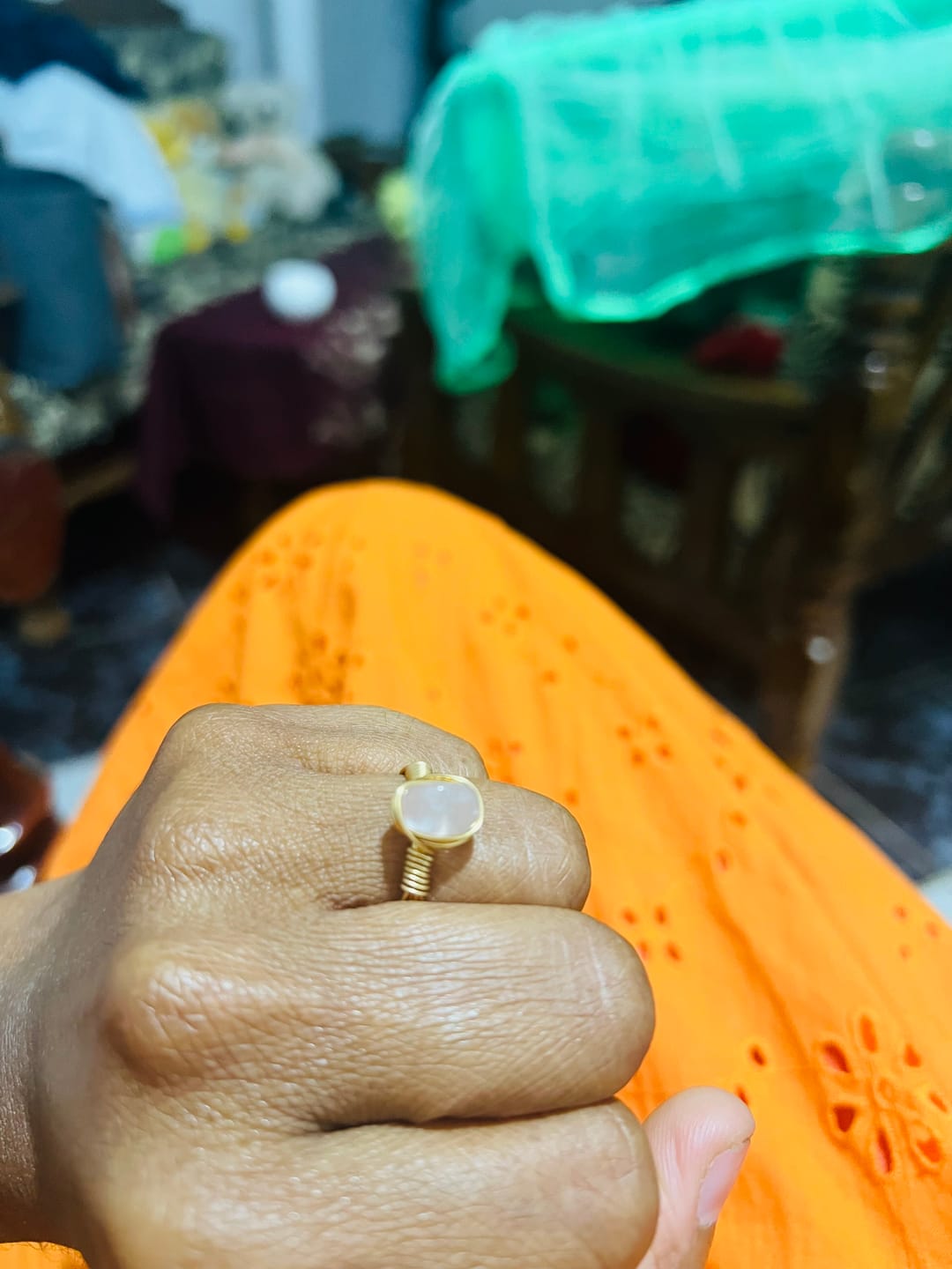 Customer photo review of Rose Quartz Irregular Stone Ring