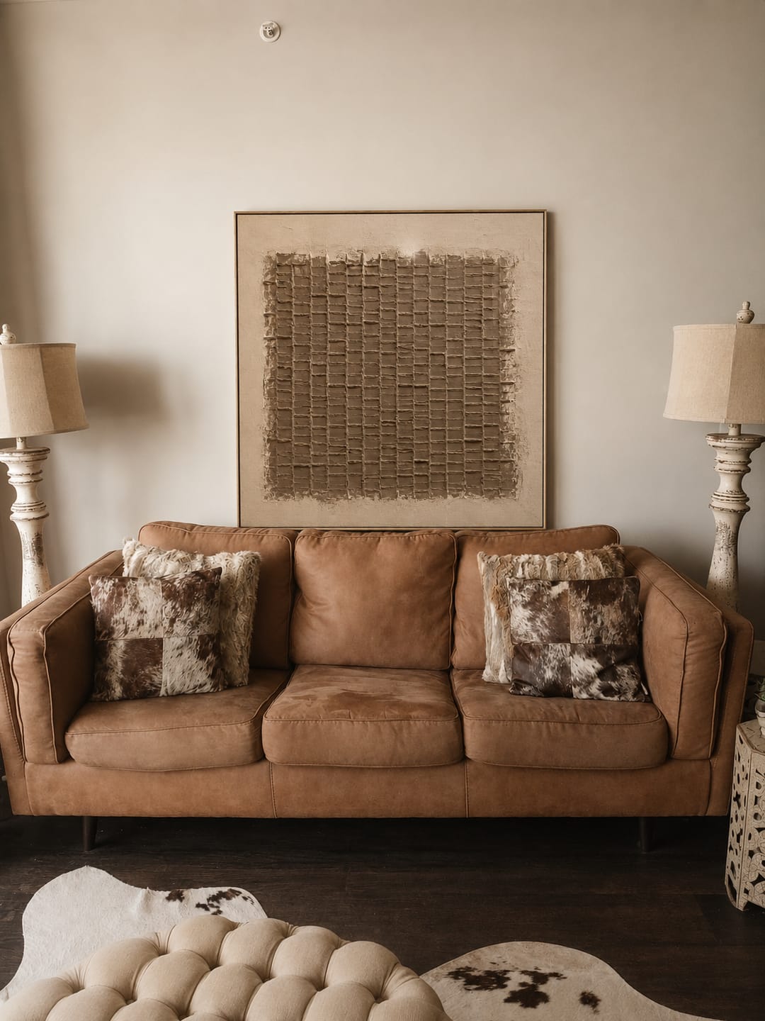 Customer photo review of "Silent Weave" – Wabi-Sabi Earth Tone Abstract Textured Acrylic Painting