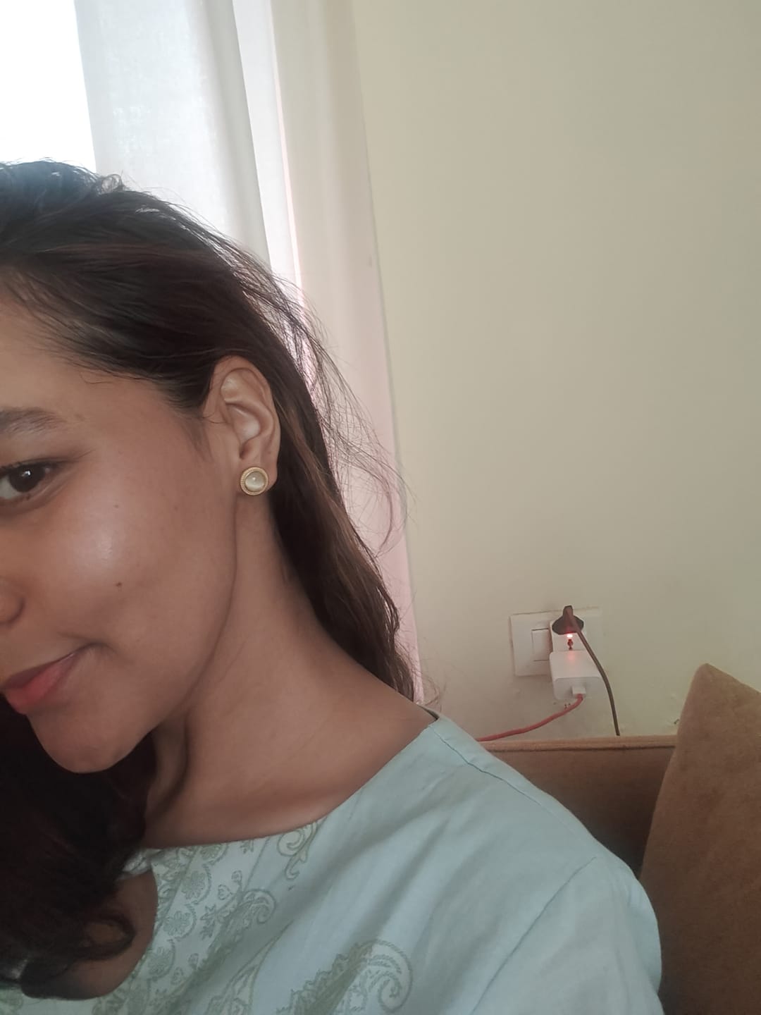 Customer photo review of Circular White Gold Stud Earrings
