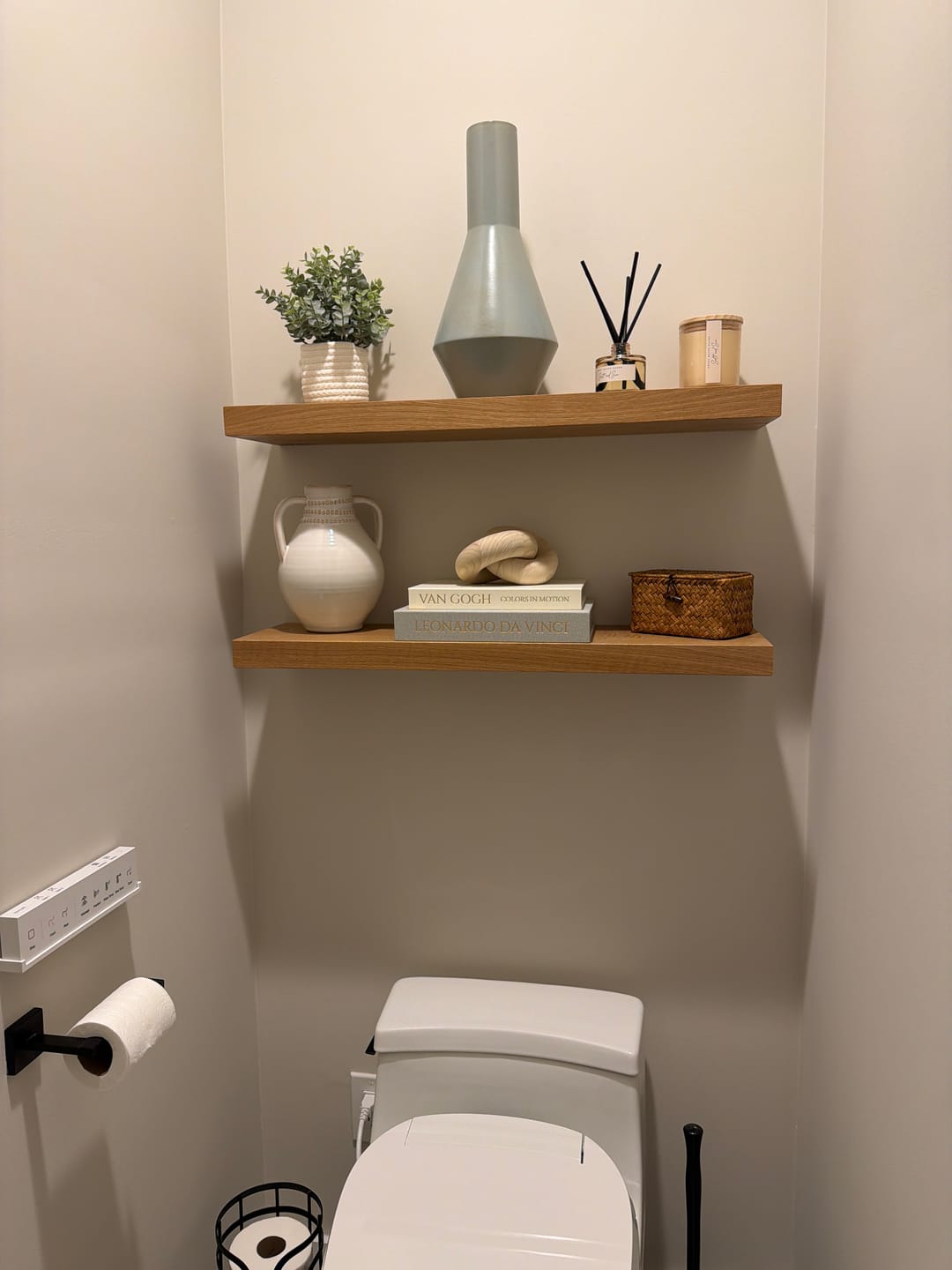 Customer photo review of White Oak Floating Shelves