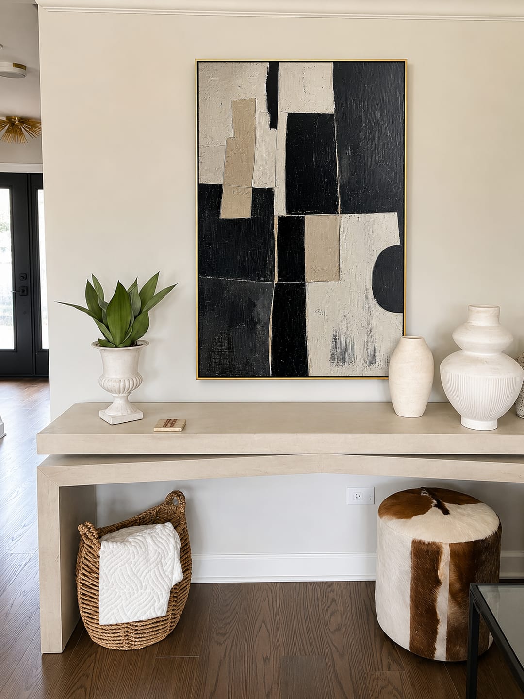 Customer photo review of "Monochrome Structure" – Black White Geometric Abstract Painting
