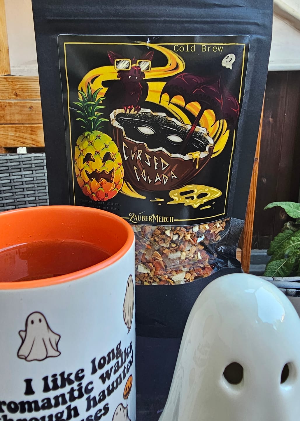 Customer photo review of Cursed Colada Cold Brew Tee – Pina Colada Eistee