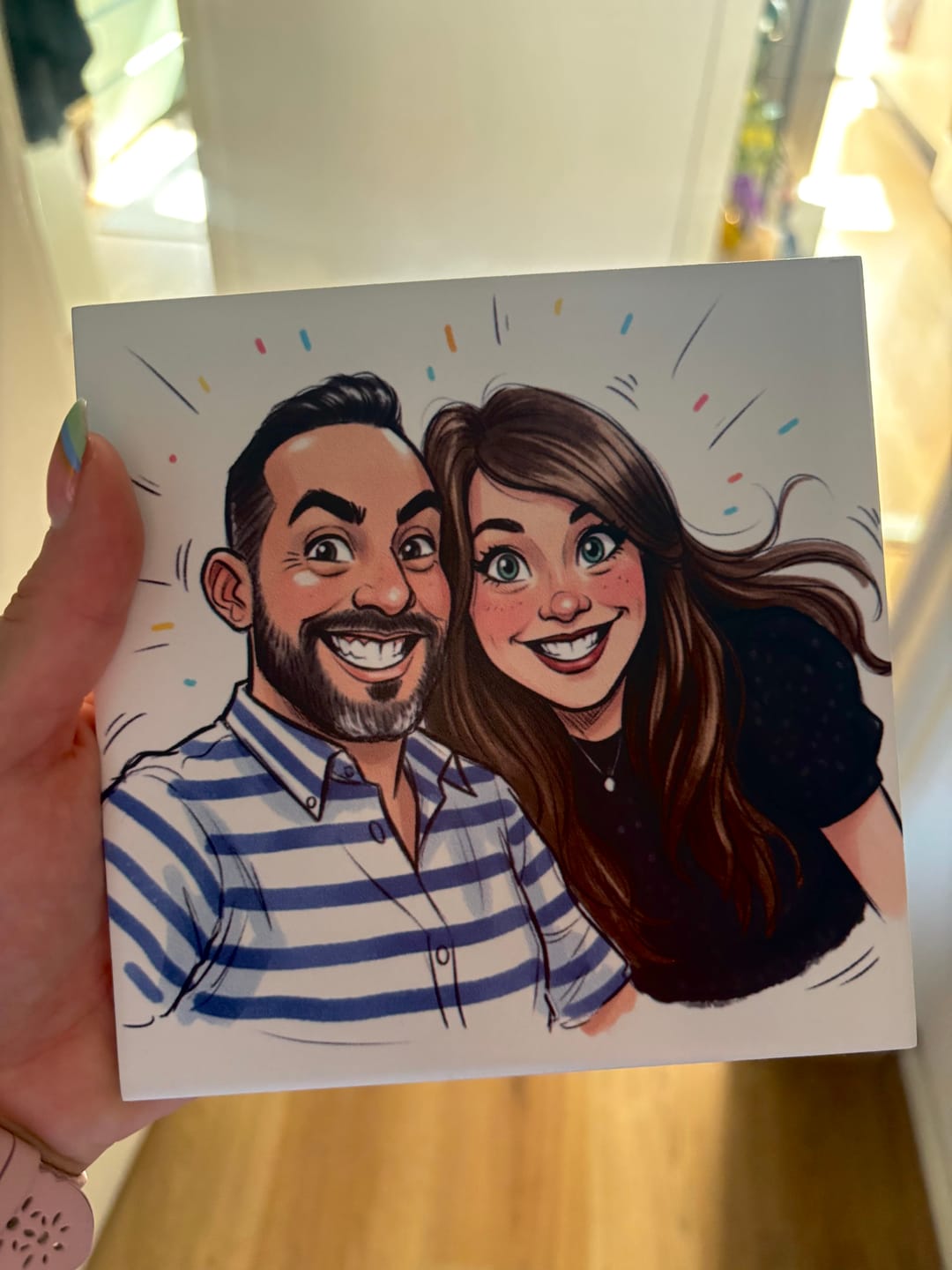 Customer photo review of Jouw Foto in Karikatuur Stijl - Gepersonaliseerde Tegel