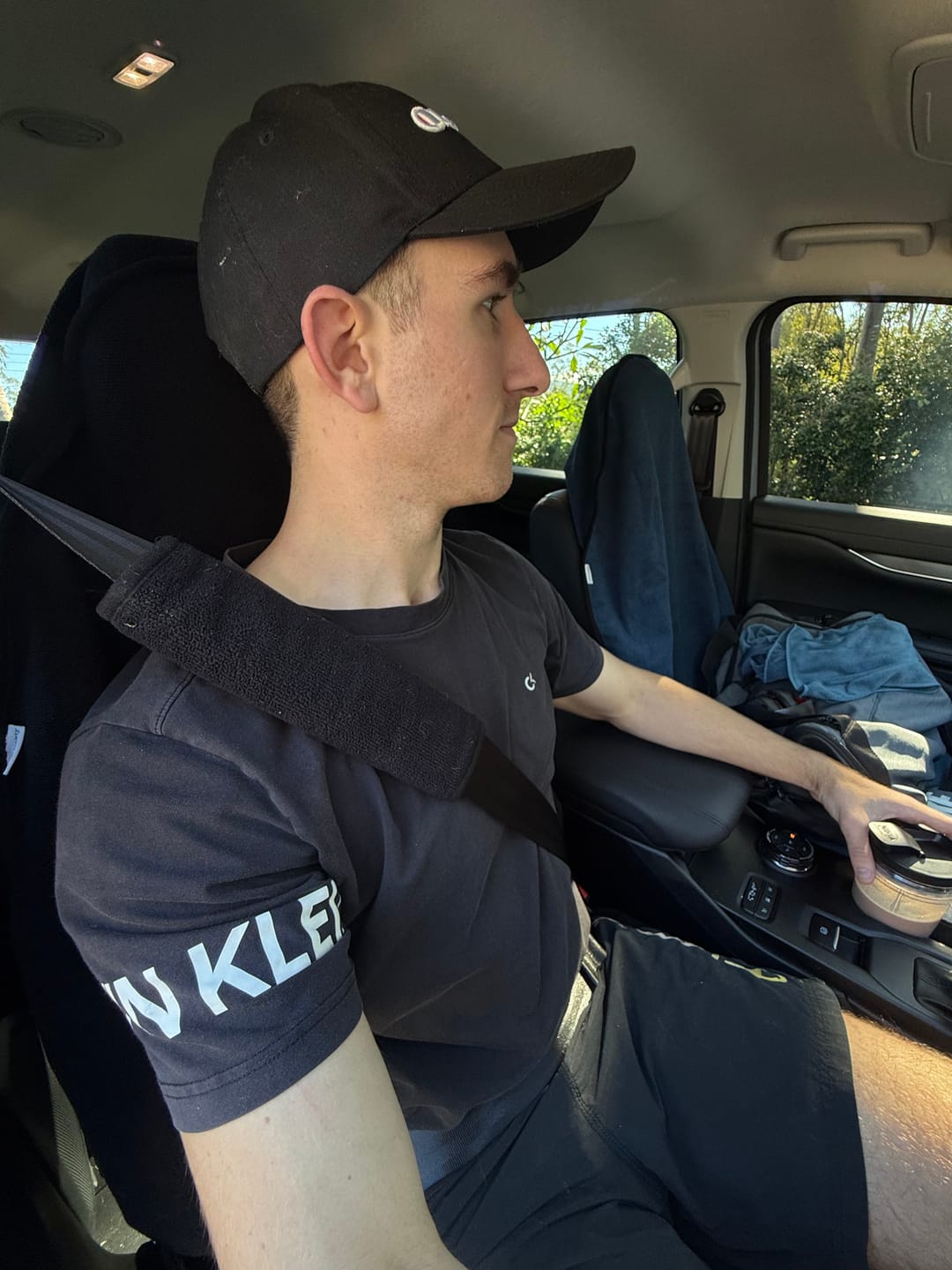 Customer photo review of Waterproof Seatbelt Protector 2 Pack – Black | Towel Society
