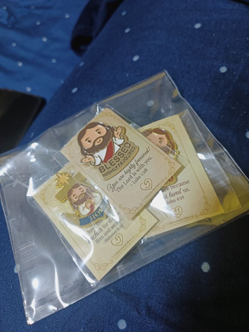 Customer photo review of Jesus Enamel Pin