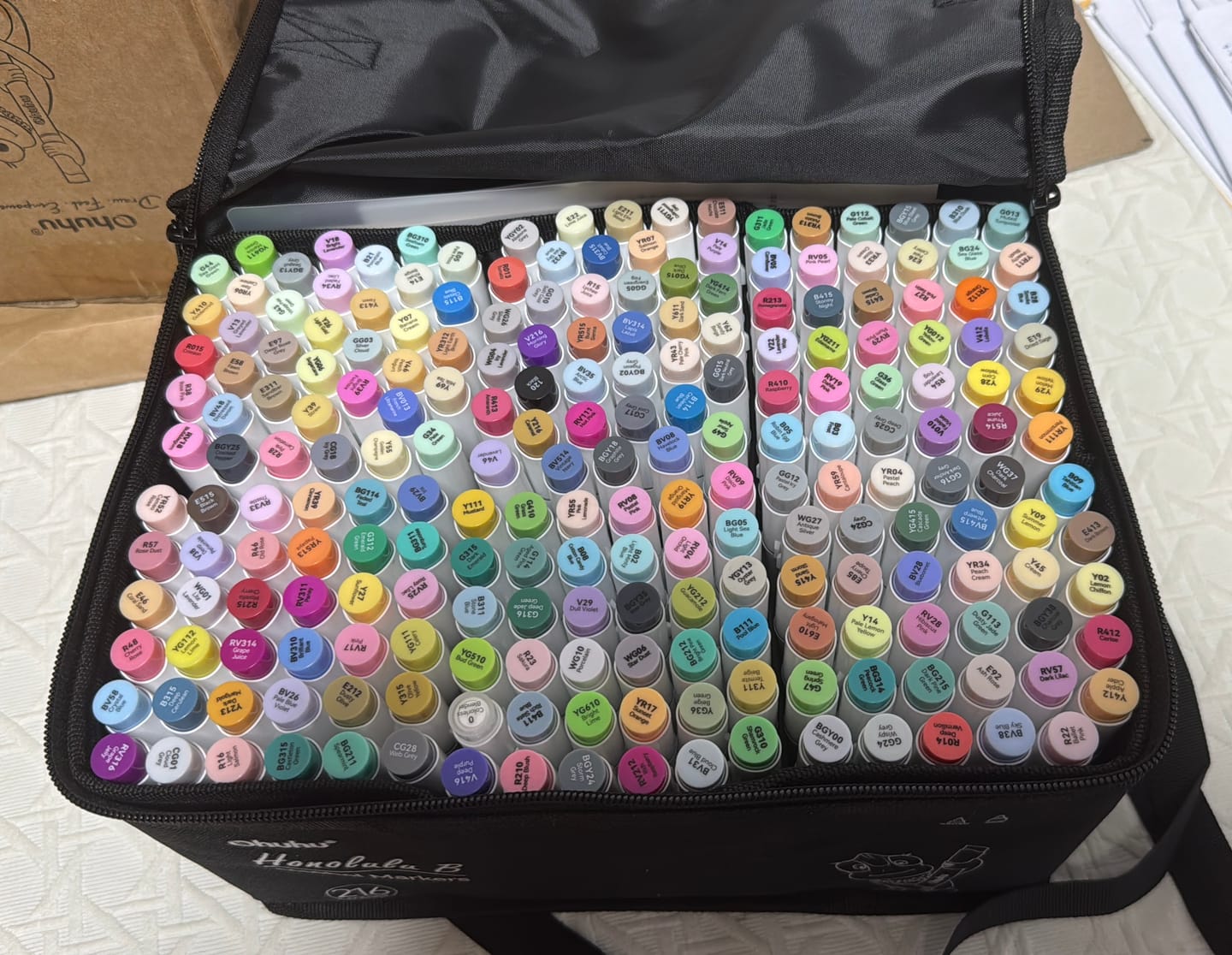 Customer photo review of Ohuhu Honolulu 216 Colors Dual Tips Alcohol Art Markers (New Color Codes)
