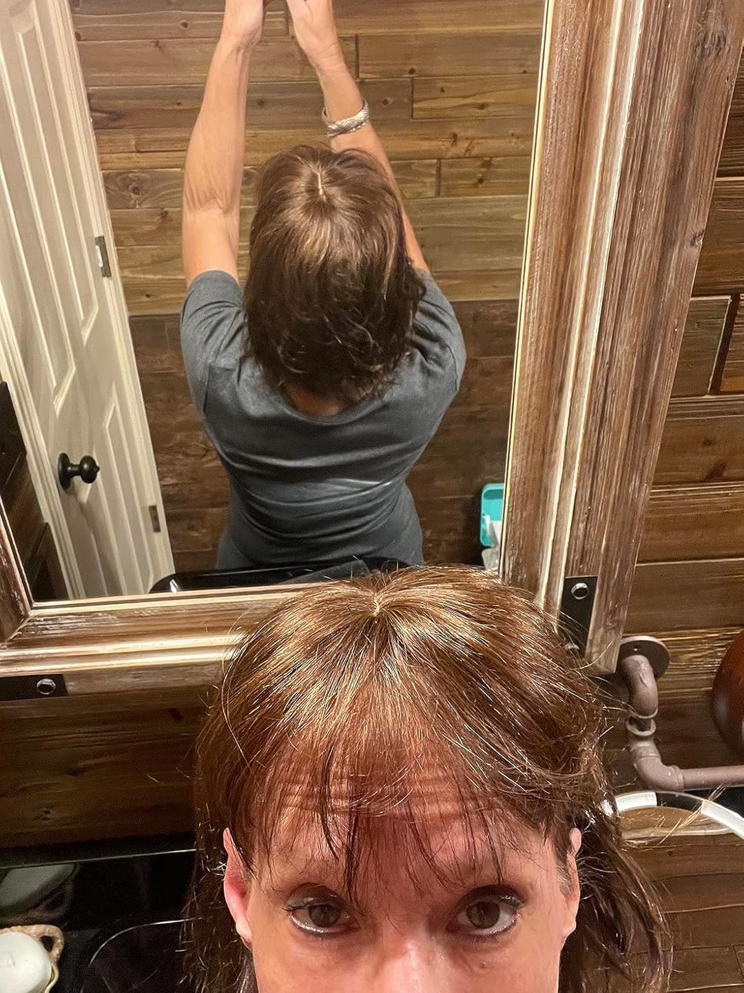 Customer photo review of Real Human Hairpieces Virgin Hair Toppers Light Brown For Thinning Hair #4