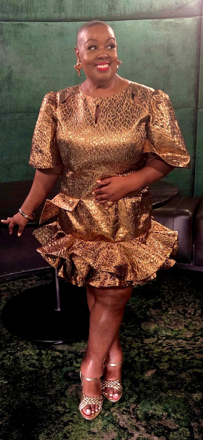 Customer photo review of Sahara Gold Sculpt Mini Dress