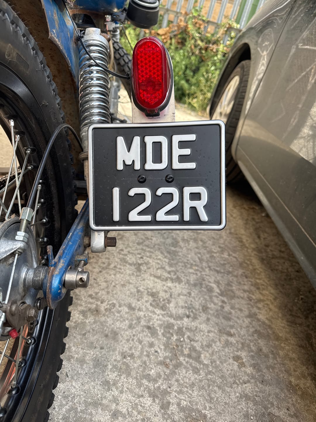 Customer photo review of Classic Metal Pressed 7.5 × 6 Motorbike Number Plate