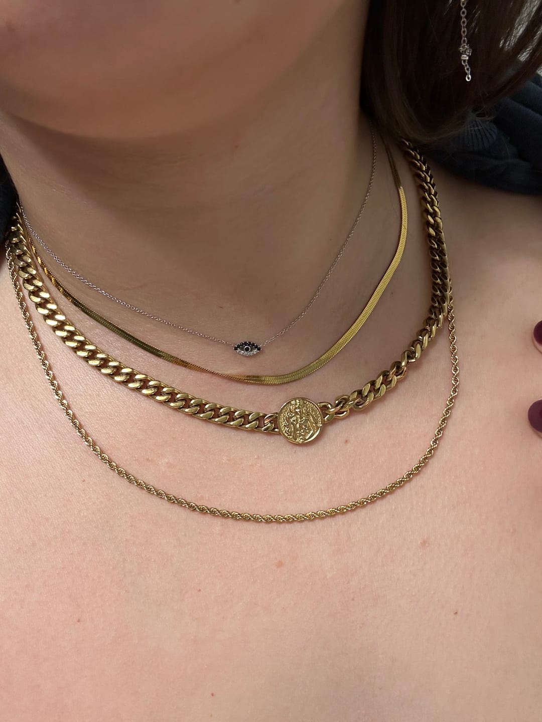 Customer photo review of Chelsea Herringbone Necklace