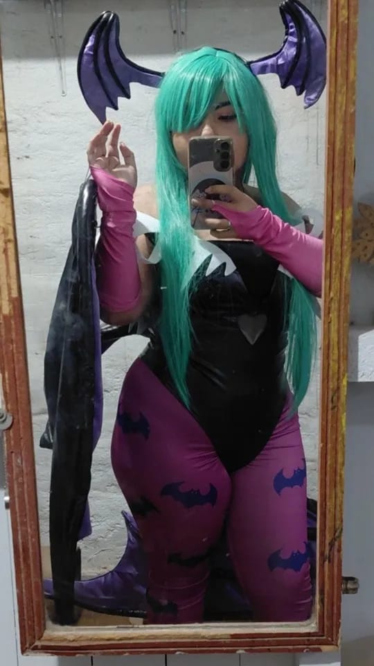 Customer photo review of Morrigan Aensland Cosplay Costume & Wig – Darkstalkers