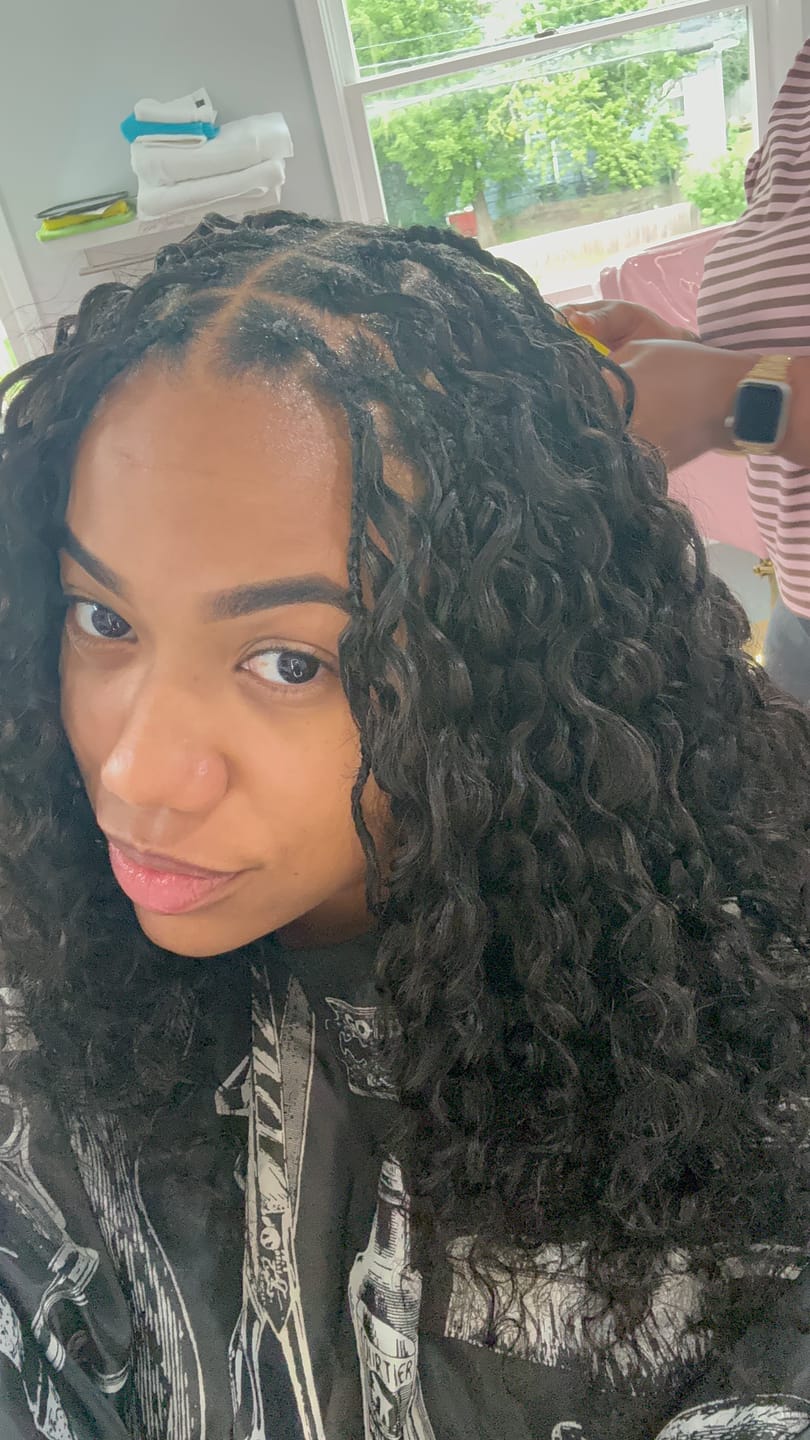 Customer photo review of Wholesale - Natural Black Crochet Hair Extensions Human Hair (50 Strands Per Bundle)