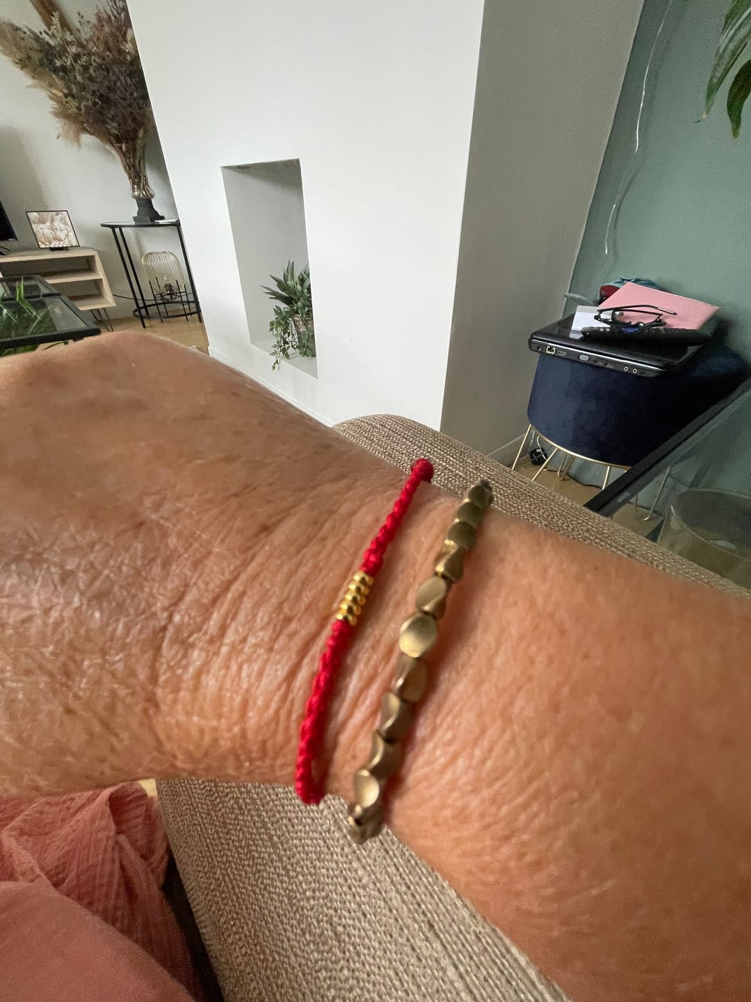 Customer photo review of Buddha Stones Tibetan Copper Beads Healing Luck Bracelet