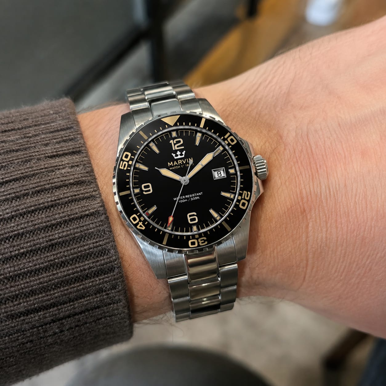Customer photo review of Diver Automatic Black Dial Stainless Steel Watch