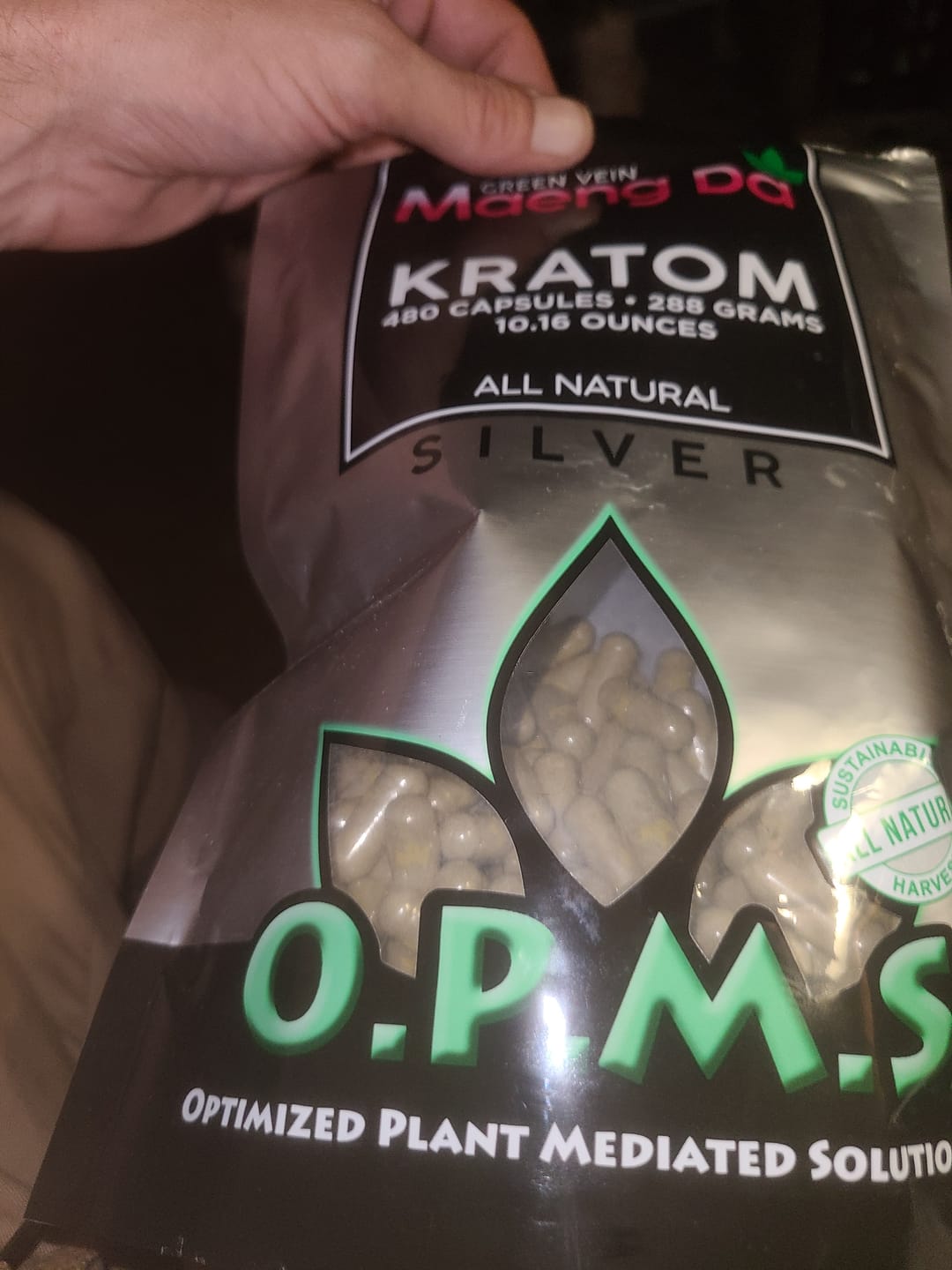 Customer photo review of OPMS Silver Green Maeng Da Kratom Capsules