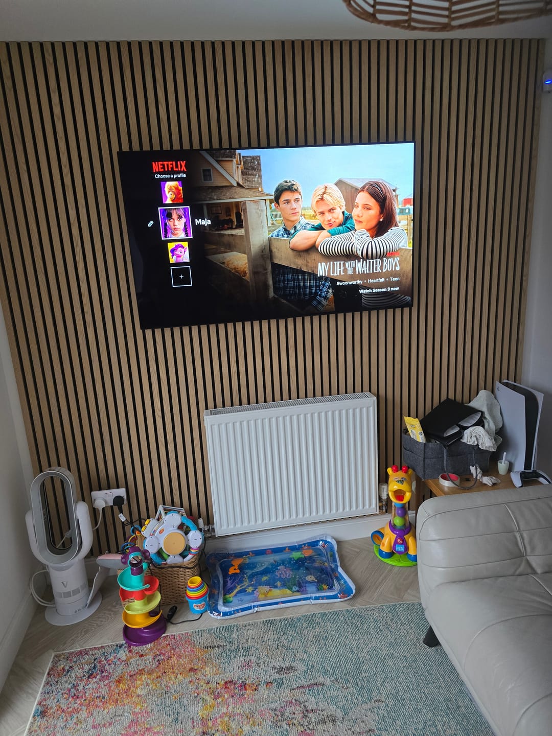 Customer photo review of SlatWall Acoustic Honey Oak Slatted Wall Panel
