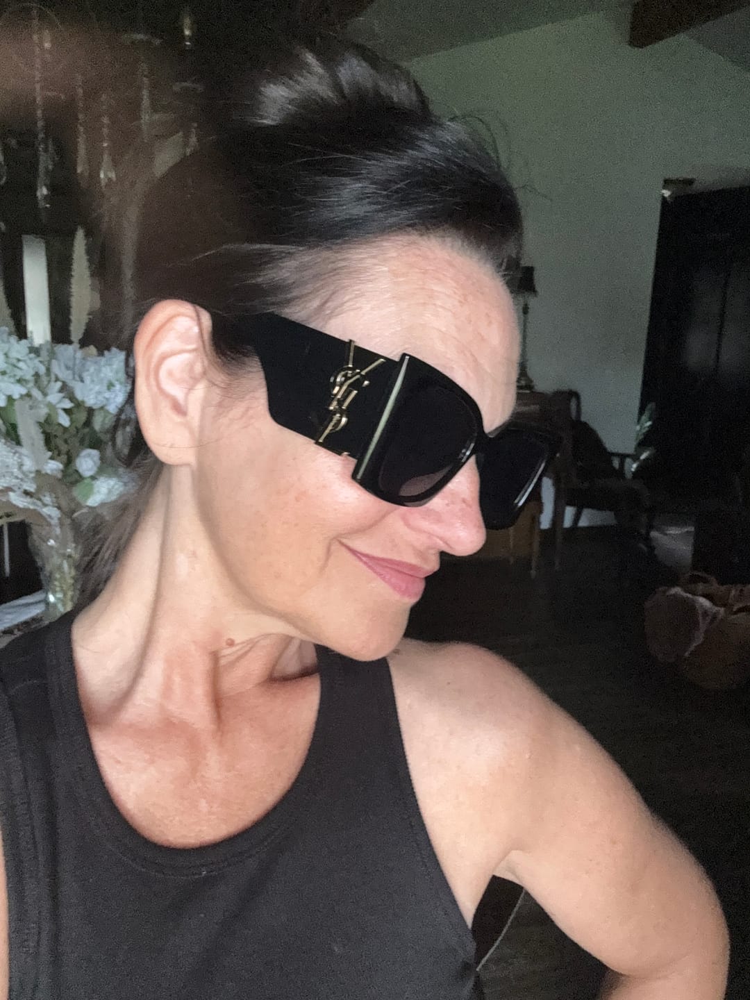 Customer photo review of Oversized Square Statement Sunglasses - Black Bold Frame UV Protection
