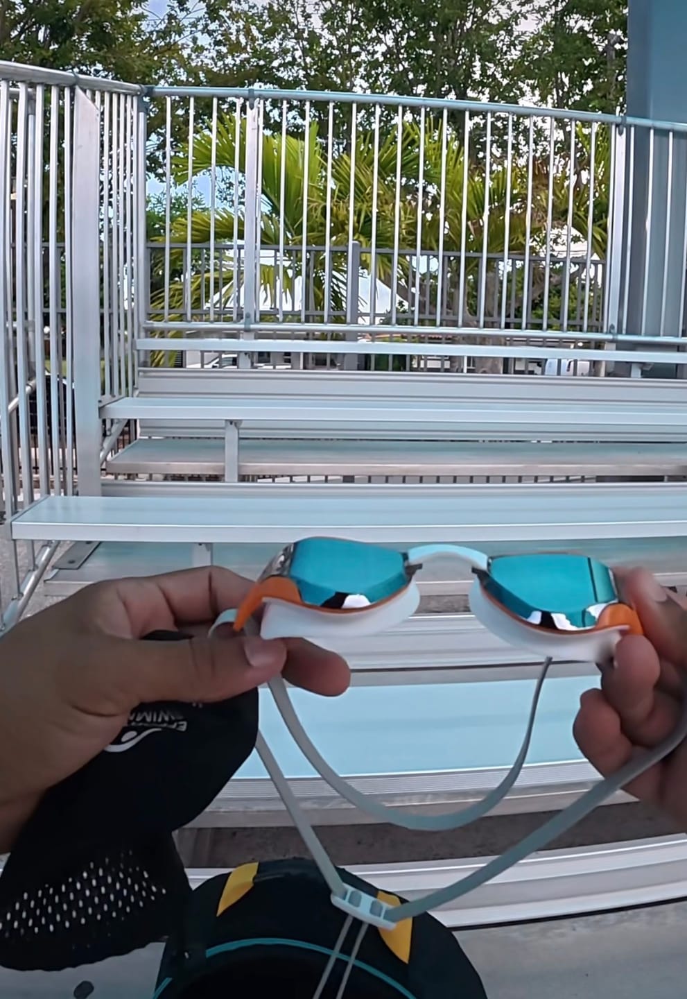 Customer photo review of NanoClear™ Viper Swim Goggles Mirror - (Grey/Orange)