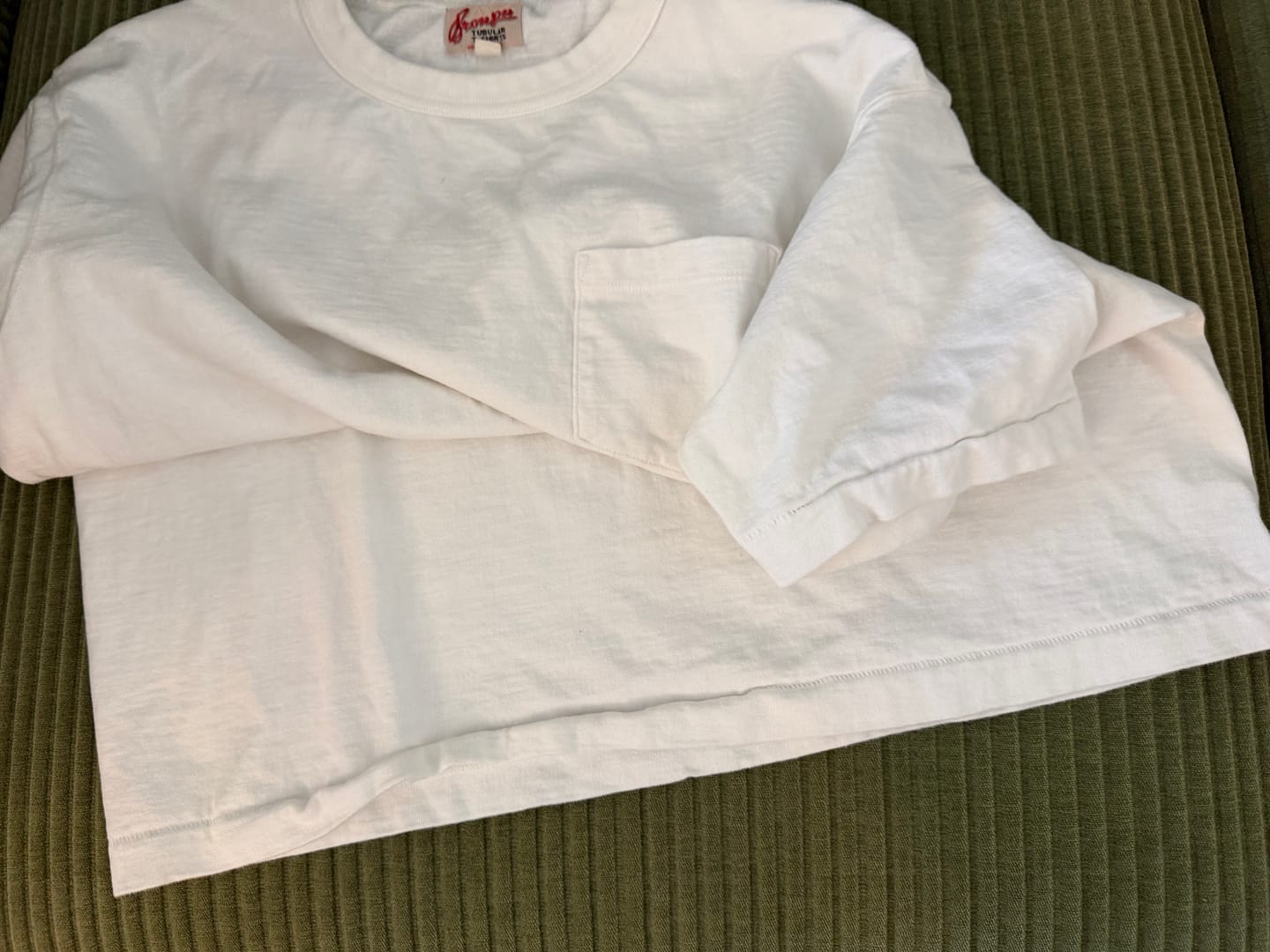 Customer photo review of Loopwheel Tubular Slub Cotton Pocket T-Shirt - Vintage Black