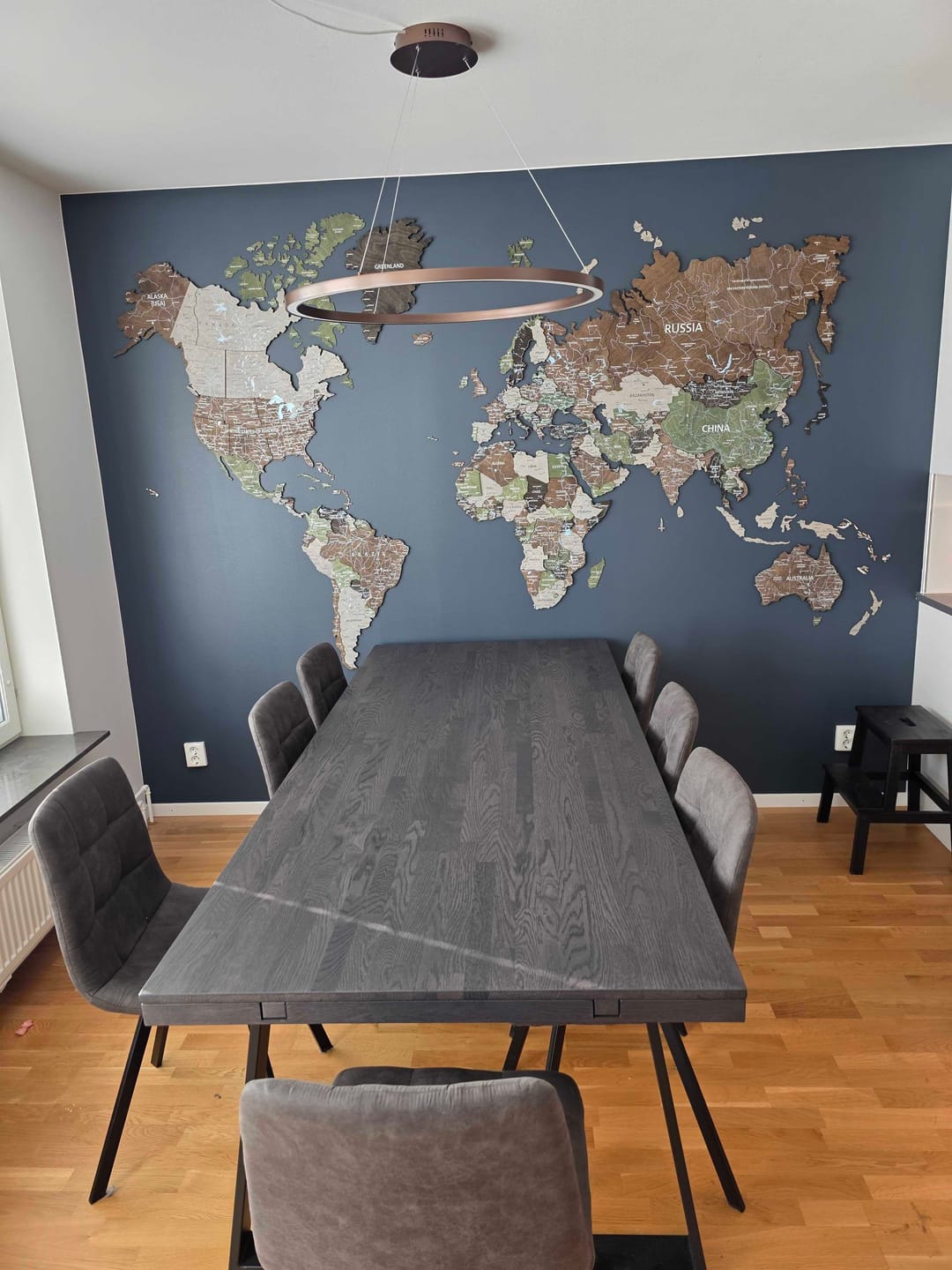 Customer photo review of 3D Wooden World Map Wall Decor -Rustic Style