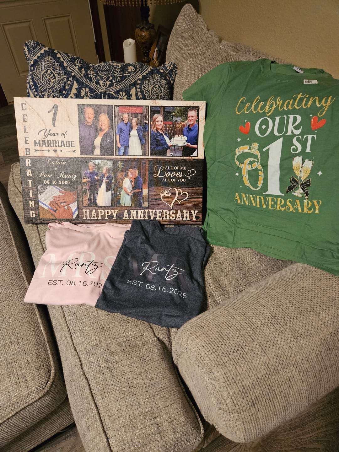 Customer photo review of Personalized Canvas Prints, Custom Photo, Happy Wedding Anniversary Gifts, Marriage Gifts, 1 Year Married Gifts Wife Husband Present Dem Canvas