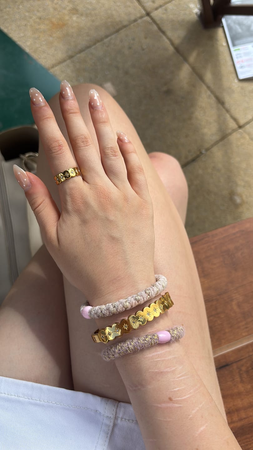 Customer photo review of Tallulah Gold Crystal Scallop Star Bangle