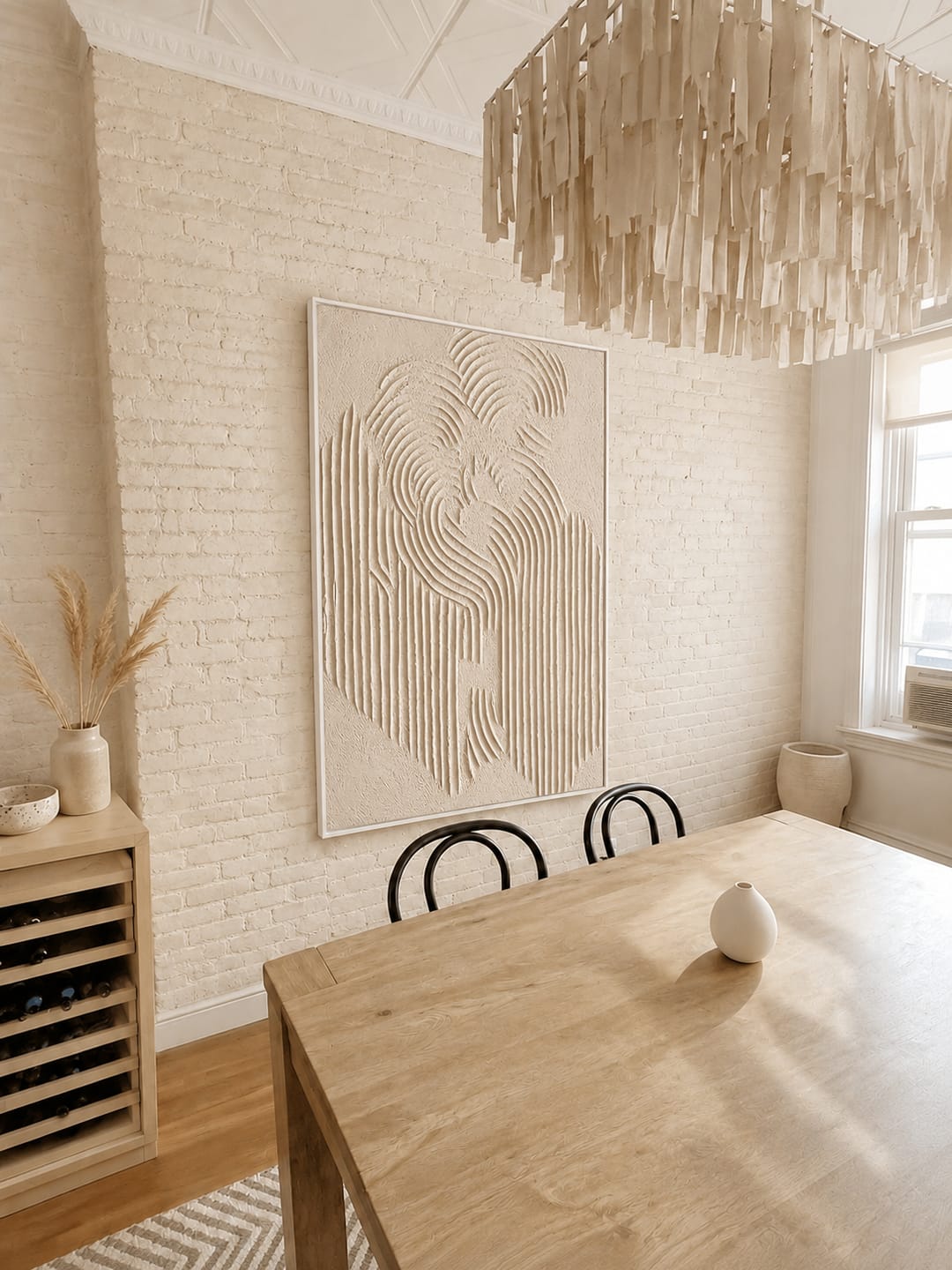 Customer photo review of “Silent Arches” – White Wabi Sabi Textured Abstract Oil Painting