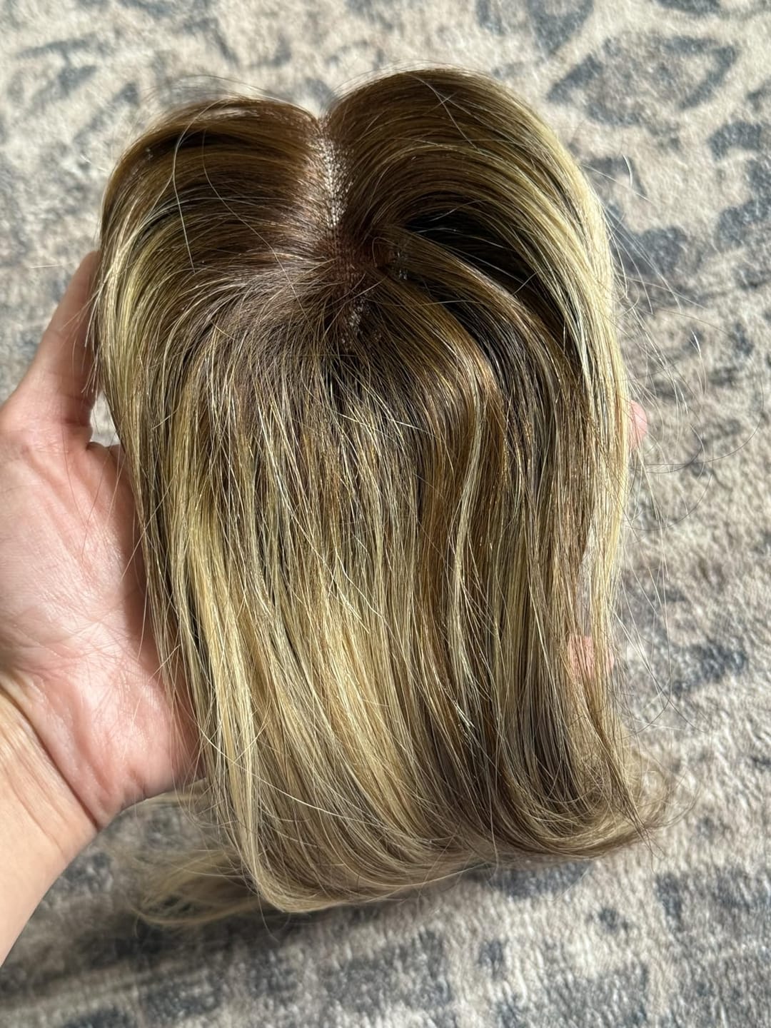 Customer photo review of Virgin Human Hair Topper Balayage Brown To Blonde For Thin Hair #8C/60 |Youngsee