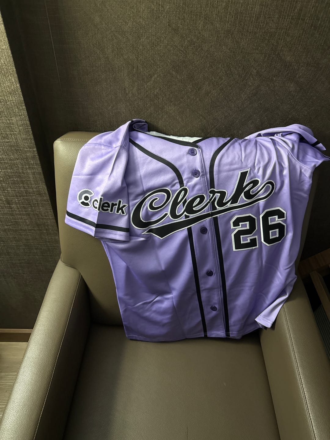 Customer photo review of Custom Light Purple Black Personalized Classic Authentic Baseball Jersey