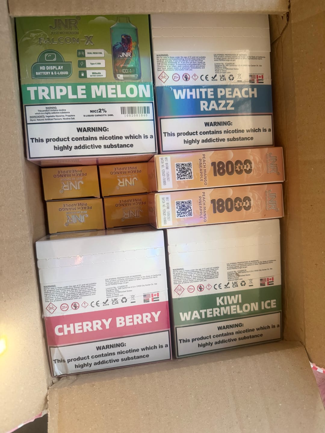 Customer photo review of JNR Falcon X 18000 Puffs Disposable Vape (Box of 10)