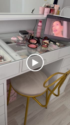 Rani BJ195 Makyaj Masası 13 Çekmeceli Cam Tablalı Takı Düzenleyici Beyaz için videolu müşteri yorumu