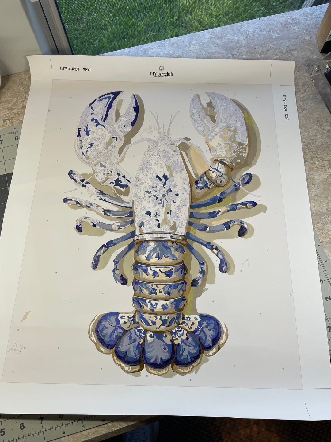 Customer photo review of Delft Lobster | Paint by Number