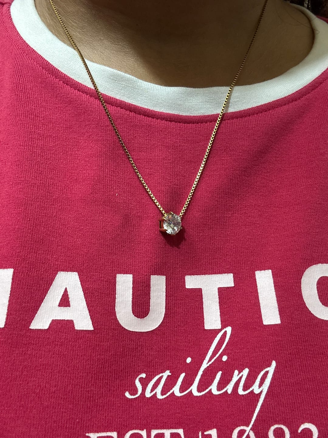 Customer photo review of Round Solitaire Necklace