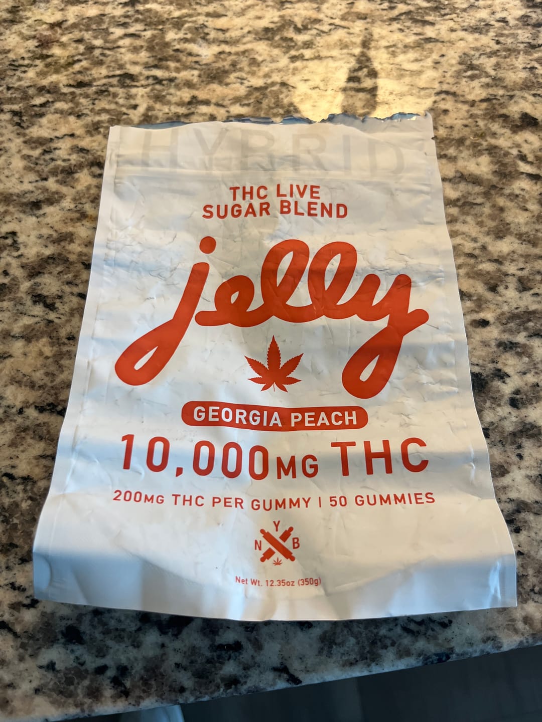 Customer photo review of Jelly 10,000mg THC Live Sugar Blend Gummies — Georgia Peach