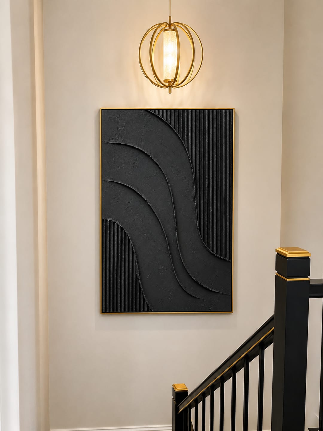Customer photo review of "Noir Current" – Black Wabi Sabi Abstract Textured Wall Art