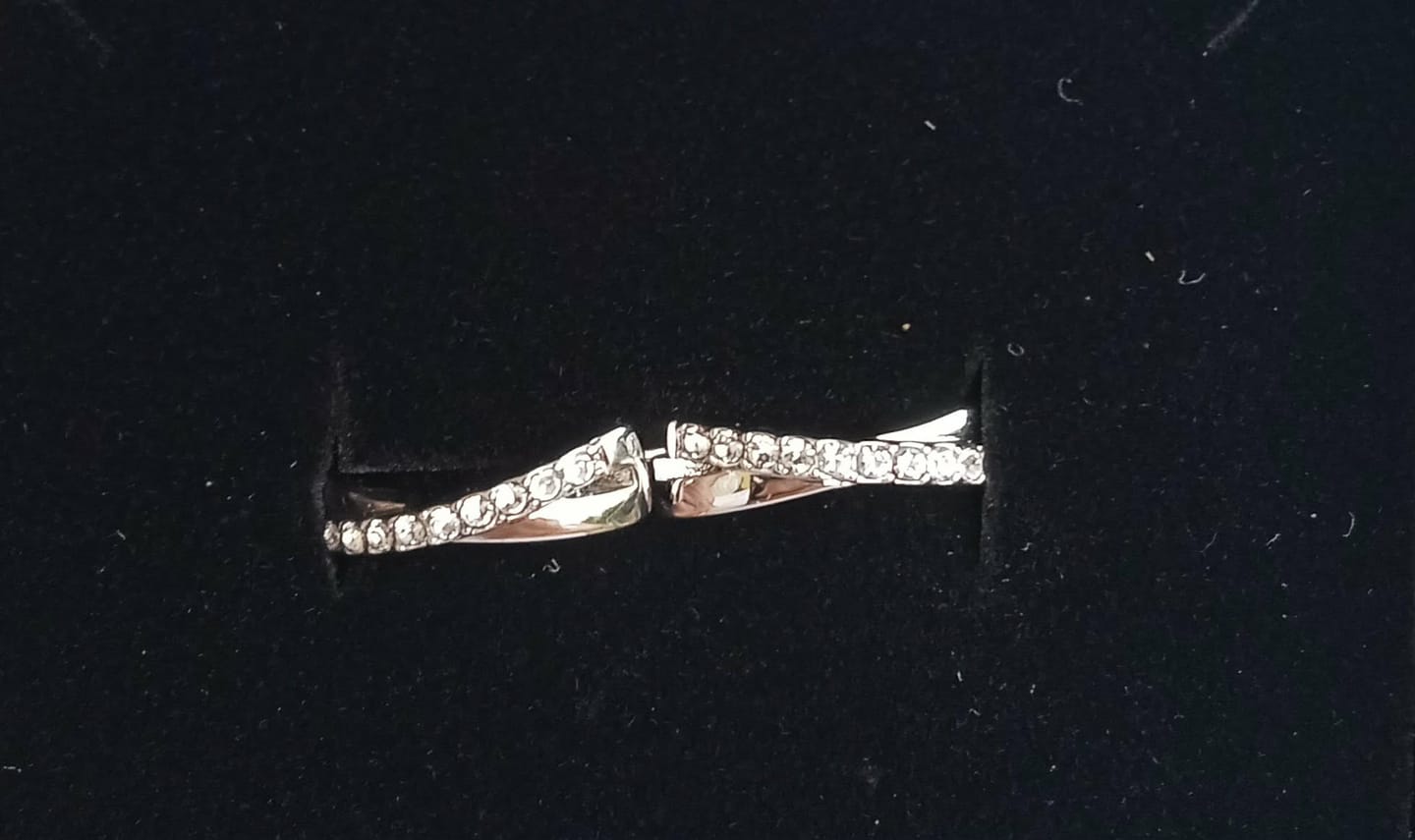 Customer photo review of Amaya 18k White Gold Plated 16mm Twisted Hoop Earrings with Swarovski Crystals