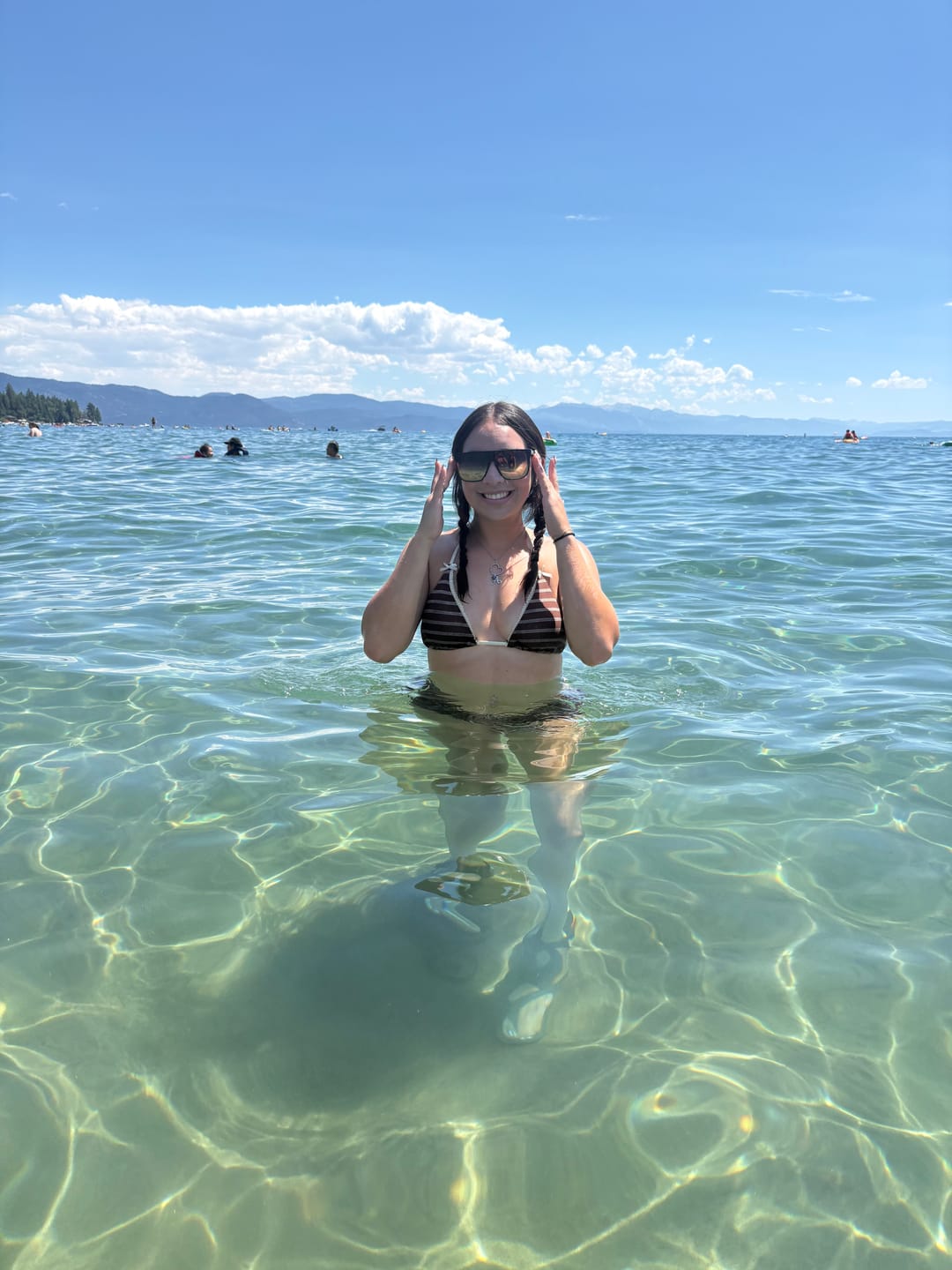 Customer photo review of Seamolly Ribbed Striped Lace Bowknot Triangle Cheeky Boyshorts Bikini Set