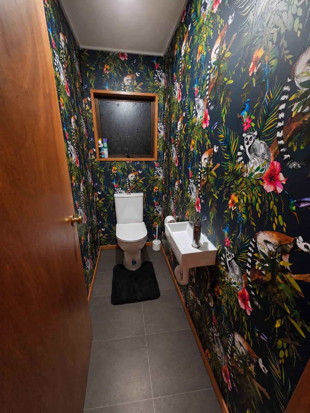 Customer photo review of Lemur Wallpaper – Midnight Blue
